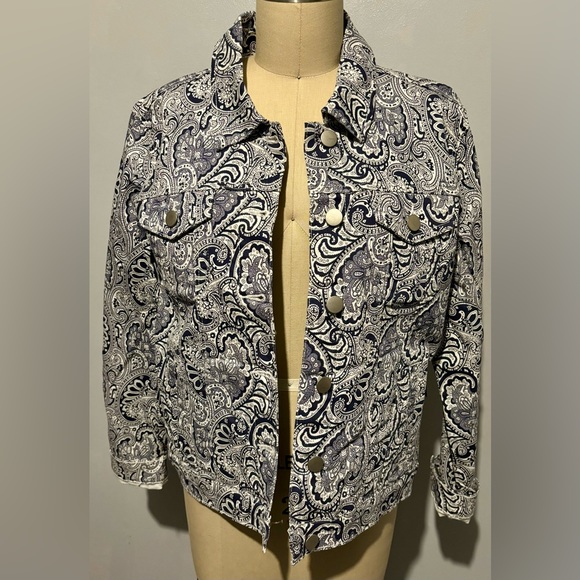 Passport Jackets & Blazers - Passports Paisley Stretch Denim Jacket Size M